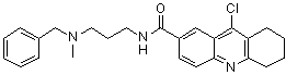 structure of CAS# 1426944-49-1, 9-Chloro-5,6,7,8-tetrahydro-N-[3-[methyl(phenylmethyl)amino]propyl]-2-acridinecarboxamide;HBX 19818