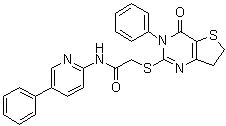 结构式 CAS# 1427782-89-5, N-(5-苯基-2-吡啶基)-2-[(3,4,6,7-四氢-4-氧代-3-苯基噻吩并[3,2-d]嘧啶-2-基)硫基]乙酰胺
