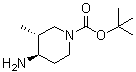 structure of CAS# 1428341-13-2, (3R,4R)-rel-4-Amino-3-methyl-1-piperidinecarboxylic acid 1,1-dimethylethyl ester