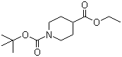 structure of CAS# 142851-03-4, Ethyl N-Boc-piperidine-4-carboxylate;Ethyl 1-(tert-butoxycarbonyl)-4-piperidinecarboxylate; Piperidine-1,4-dicarboxylic acid 1-tert-butyl ester 4-ethyl ester