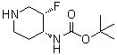 structure of CAS# 1434126-99-4, N-[(3S,4R)-3-Fluoro-4-piperidinyl]carbamic acid 1,1-dimethylethyl ester