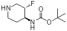 结构式 CAS# 1434127-01-1, N-[(3S,4S)-3-氟-4-哌啶基]氨基甲酸叔丁酯