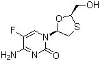 structure of CAS# 143491-57-0, Emtricitabine;4-Amino-5-fluoro-1-(2-(hydroxymethyl)-1,3-oxathiolan-5-yl)-(2R-cis)-2(1H)-pyrimidinone