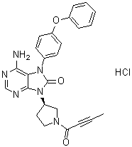 structure of CAS# 1439901-97-9, 6-Amino-9-[(3R)-1-(2-butynoyl)-3-pyrrolidinyl]-7-(4-phenoxyphenyl)-7,9-dihydro-8H-purin-8-one hydrochloride