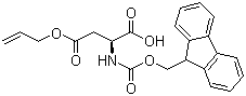 structure of CAS# 144120-53-6, Fmoc-L-Aspartic acid alpha-allyl ester;N-(9-Fluorenylmethyloxycarbonyl)-L-aspartic acid alpha-allyl ester; Fmoc-L-Asp(OAll)-OH; Fmoc-Asp-OAll