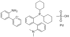 structure of CAS# 1445085-87-9, DavePhos-Pd-G3;2-(2-dicyclohexylphosphanylphenyl)-N,N-dimethylaniline;methanesulfonic acid;palladium;2-phenylaniline