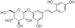 结构式 CAS# 144525-40-6, 氧基白藜芦醇 3-O-葡糖苷