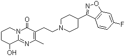 structure of CAS# 144598-75-4, Paliperidone;9-Hydroxyrisperidone; 6,7,8,9-Tetrahydro-3-(2-(4-(6-fluro-1,2-benzisoxazol-3-yl)-1-piperidinyl)ethyl)-9-hydroxy-2-methyl-4H-pyrido[2,1-a]pyrimidin-4-one
