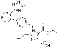 结构式 CAS# 144689-23-6, 4-(1-羟基-1-甲基乙基)-2-丙基-1-[[2'-(1H-四唑-5-基)[1,1'-联苯]-4-基]甲基]-1H-咪唑-5-羧酸乙酯