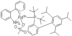 结构式 CAS# 1447963-75-8, [2'-(氨基)[1,1'-联苯]-2-基][二(1,1-二甲基乙基)[2',4',6'-三(1-甲基乙基)[1,1'-联苯]-2-基]膦](甲烷磺酸基)钯