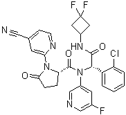 structure of CAS# 1448347-49-6, Ivosidenib;(2S)-1-(4-Cyano-2-pyridinyl)-5-oxo-L-prolyl-2-(2-chlorophenyl)-N-(3,3-difluorocyclobutyl)-N2-(5-fluoro-3-pyridinyl)glycinamide