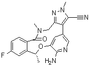structure of CAS# 1454846-35-5, PF 06463922;(10R)-7-Amino-12-fluoro-10,15,16,17-tetrahydro-2,10,16-trimethyl-15-oxo-2H-4,8-methenopyrazolo[4,3-h][2,5,11]benzoxadiazacyclotetradecine-3-carbonitrile