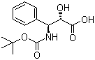 structure of CAS# 145514-62-1, (2R,3S)-Boc-3-Phenylisoserine;(2R,3S)-3-tert-Butoxycarbonylamino-2-hydroxy-3-phenylpropion acid; (2R,3S)-3-(Boc-amino)-2-hydroxy-3-phenylpropanic acid