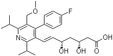 structure of CAS# 145599-86-6, Cerivastatin;(3R,5S,6E)-7-[4-(4-Fluorophenyl)-2,6-diisopropyl-5-(methoxymethyl)-3-pyridyl]-3,5-dihydroxy-6-heptenoic acid