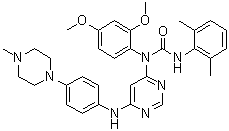 结构式 CAS# 1456858-58-4, N-(2,4-二甲氧基苯基)-N'-(2,6-二甲基苯基)-N-[6-[[4-(4-甲基-1-哌嗪基)苯基]氨基]-4-嘧啶基]脲
