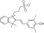 结构式 CAS# 145876-11-5, 2-[2-(4-羟基-3,5-二碘苯基)乙烯基]-3,3-二甲基-1-(3-磺丙基)-3H-吲哚鎓内盐