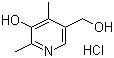结构式 CAS# 148-51-6, 4-脱氧吡哆醇盐酸盐; 5-(羟甲基)-2,4-二甲基吡啶-3-醇盐酸盐; 4-脱氧基维生素 B6 盐酸盐