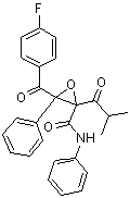 结构式 CAS# 148146-51-4, 3-(4-氟苯甲酰)-2-(2-甲基-1-氧代丙基)-N,3-二苯基-2-环氧乙烷甲酰胺