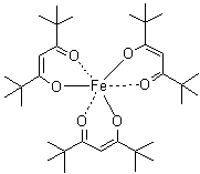structure of CAS# 14876-47-2, Tris(2,2,6,6-tetramethyl-3,5-heptanedionato)iron