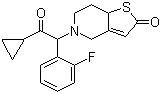 结构式 CAS# 150322-38-6, 5-[2-环丙基-1-(2-氟苯基)-2-氧代乙基]-5,6,7,7a-四氢噻吩并[3,2-c]吡啶-2(4H)-酮