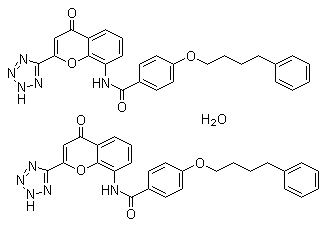 structure of CAS# 150821-03-7, Pranlukast hemihydrate;N-[4-Oxo-2-(1H-tetrazol-5-yl)-4H-1-benzopyran-8-yl]-4-(4-phenylbutoxy)-benzamide hemihydrate; Pranlukast hydrate