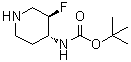 结构式 CAS# 1523530-29-1, N-[(3R,4R)-3-氟-4-哌啶基]氨基甲酸叔丁酯
