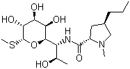 structure of CAS# 154-21-2, Lincomycin ;Methyl 6,8-dideoxy-6-[[[(2S,4R)-1-methyl-4-propyl-2-pyrrolidinyl]carbonyl]amino]-1-thio-D-erythro-alpha-D-gluco-octopyranoside