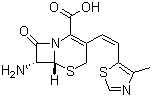 结构式 CAS# 155723-02-7, (6R,7R)-7-氨基-3-[(1Z)-2-(4-甲基-5-噻唑基)乙烯基]-8-氧代-5-硫杂-1-氮杂双环[4.2.0]辛-2-烯-2-羧酸