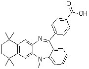 structure of CAS# 155877-83-1, 4-(7,8,9,10-Tetrahydro-5,7,7,10,10-pentamethyl-5H-benzo[e]naphtho[2,3-b][1,4]diazepin-13-yl)benzoic acid;LE 135