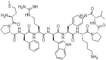 结构式 CAS# 158563-45-2, L-蛋氨酰-L-脯氨酰-D-苯丙氨酰-L-精氨酰-D-色氨酰-L-苯丙氨酰-L-赖氨酰-L-脯氨酰-L-缬氨酰胺