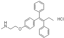 2-[4-[(1Z)-1,2-Diphenyl-1-butenyl]phenoxy]-N-methylethanamine hydrochloride molecular structure (CAS 15917-65-4)