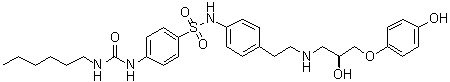 structure of CAS# 159182-43-1, 4-[[(Hexylamino)carbonyl]amino]-N-[4-[2-[[(2S)-2-hydroxy-3-(4-hydroxyphenoxy)propyl]amino]ethyl]phenyl]benzenesulfonamide