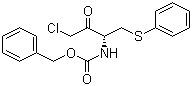 structure of CAS# 159878-01-0, (R)-Phenylmethyl [3-chloro-2-oxo-1-[(phenylthio)methyl]-propyl]carbamate;(R)-(-)-3-(Benzyloxycarbonylamino)-1-chloro-4-phenylthio-2-butanone