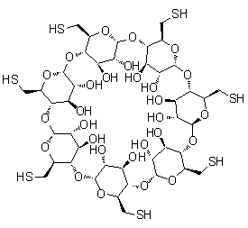 结构式 CAS# 160661-60-9, 七(6-硫代-6-脱氧)-beta-环糊精