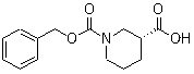 structure of CAS# 160706-62-7, (R)-Piperidine-1,3-dicarboxylic acid 1-benzyl ester;(R)-1-(Benzyloxycarbonyl)piperidine-3-carboxylic acid; (R)-1-Benzyloxycarbonylnipecotic acid; 3(R)-N-(Carbobenzyloxy)-3-carboxypiperidine