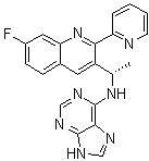 structure of CAS# 1608125-21-8, (alphaS)-7-Fluoro-alpha-methyl-N-9H-purin-6-yl-2-(2-pyridinyl)-3-quinolinemethanamine;AMG 319