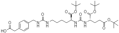 结构式 CAS# 1610413-97-2, 2-(4-((9S,13S)-9,13-双(叔丁氧羰基)-18,18-二甲基-3,11,16-三氧代-17-氧杂-2,4,10,12-四氮杂十九烷基)苯基)乙酸