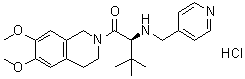 结构式 CAS# 1610882-30-8, (2S)-1-(3,4-二氢-6,7-二甲氧基-2(1H)-异喹啉基)-3,3-二甲基-2-[(4-吡啶基甲基)氨基]-1-丁酮盐酸盐