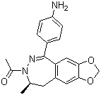 structure of CAS# 161832-65-1, Talampanel;(8R)-7-Acetyl-5-(4-aminophenyl)-8,9-dihydro-8-methyl-7H-1,3-dioxolo[4,5-h][2,3]benzodiazepine