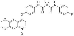 structure of CAS# 1621681-63-7, Cabozantinib N-oxide;1-N-[4-(6,7-dimethoxy-1-oxidoquinolin-1-ium-4-yl)oxyphenyl]-1-N'-(4-fluorophenyl)cyclopropane-1,1-dicarboxamide