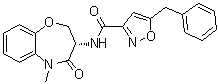 结构式 CAS# 1622849-58-4, 5-(苯基甲基)-N-[(3S)-2,3,4,5-四氢-5-甲基-4-氧代-1,5-苯并氧氮杂卓-3-基]-3-异恶唑甲酰胺