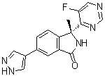 结构式 CAS# 1627696-51-8, (3R)-3-(5-氟-4-嘧啶基)-2,3-二氢-3-甲基-6-(1H-吡唑-4-基)-1H-异吲哚-1-酮