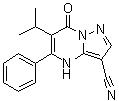 structure of CAS# 1628208-23-0, 4,7-Dihydro-6-(1-methylethyl)-7-oxo-5-phenylpyrazolo[1,5-a]pyrimidine-3-carbonitrile;CPI 455