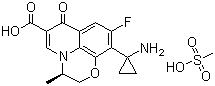 结构式 CAS# 163680-77-1, 甲磺酸帕珠沙星; (S)-(-)-10-(1-氨基环丙基)-9-氟-3-甲基-7-氧代-2,3-二氢-7H-吡啶[1,2,3,de][1,4]苯并噁嗪-6-羧酸甲磺酸盐