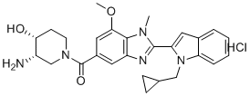 structure of CAS# 1652591-81-5, GSK484 HCl;((3S,4R)-3-Amino-4-hydroxypiperidin-1-yl)(2-(1-(cyclopropylmethyl)-1H-indol-2-yl)-7-methoxy-1-methyl-1H-benzo[d]imidazol-5-yl)methanone hydrochloride