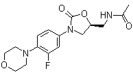structure of CAS# 165800-03-3, Linezolid;(S)-N-[[3-(3-Fluoro-4-morpholinylphenyl)-2-oxo-5-oxazolidinyl]methyl]acetamide