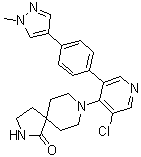 结构式 CAS# 1661839-45-7, 8-[3-氯-5-[4-(1-甲基-1H-吡唑-4-基)苯基]-4-吡啶基]-2,8-二氮杂螺[4.5]癸烷-1-酮