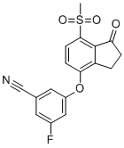 结构式 CAS# 1672665-55-2, 3-氟-5-((7-(甲基磺酰基)-1-氧代-2,3-二氢-1H-茚-4-基)氧基)苯甲腈