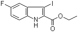 structure of CAS# 167631-21-2, 5-Fluoro-3-iodo-1H-indole-2-carboxylic acid ethyl ester