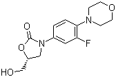 结构式 CAS# 168828-82-8, (5R)-3-[3-氟-4-(4-吗啡啉基)苯基]-5-羟甲基-2-恶唑烷酮